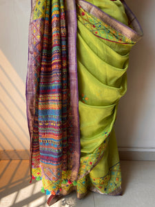 Lambani Embroidered Handwoven Maheshwari Silk-Cotton Saree.