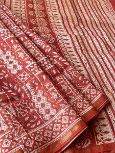 Block-Printed Natural Dye Silk-Cotton Saree