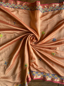 Lambani Embroidered Handwoven Maheshwari Silk-Cotton Saree.