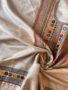 Lambani Tussar Unstitched Kurta