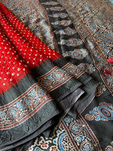Load image into Gallery viewer, Ajrakh Bandhej fine Modal Silk Saree