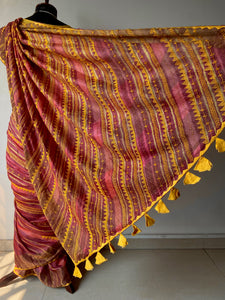 Lambani Embroidered Tussar Leheriya Saree