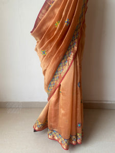 Lambani Embroidered Handwoven Maheshwari Silk-Cotton Saree.