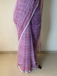 Kota Doria Crochet Lace Sarees