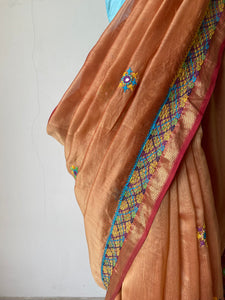 Lambani Embroidered Handwoven Maheshwari Silk-Cotton Saree.