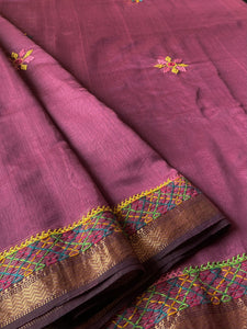 Lambani Embroidered Handwoven Maheshwari Silk-Cotton Saree.