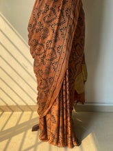 Load image into Gallery viewer, Ajrakh fine Modal Silk Lagdi Patta Saree