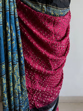 Load image into Gallery viewer, Ajrakh Bandhej fine Modal Silk Saree