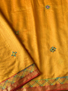 Lambani Embroidered Handwoven Maheshwari Silk-Cotton Saree.