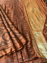 Load image into Gallery viewer, Ajrakh fine Modal Silk Lagdi Patta Saree