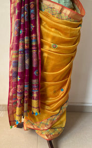 Lambani Embroidered Handwoven Maheshwari Silk-Cotton Saree.