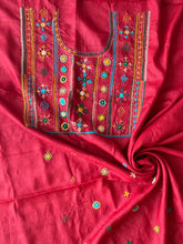 Load image into Gallery viewer, Lambani Tussar Unstitched Kurta - Red
