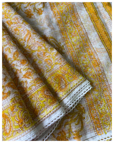 Kota Doria Crochet Lace Sarees