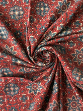 Load image into Gallery viewer, Ajrakh Cotton Fabric 11 - Hand Block Print Natural Dye Yardage
