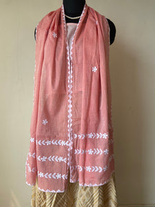 Pink Appliqué Salem Cotton Stole