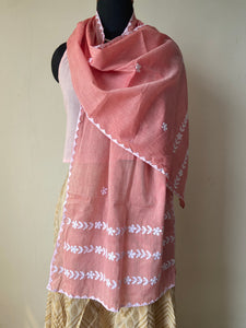 Pink Appliqué Salem Cotton Stole