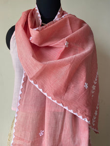 Pink Appliqué Salem Cotton Stole