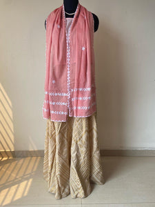 Pink Appliqué Salem Cotton Stole