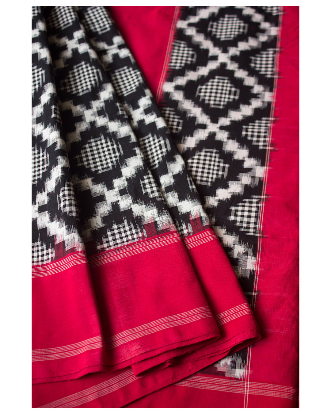 Pochampalli double ikat cotton saree.