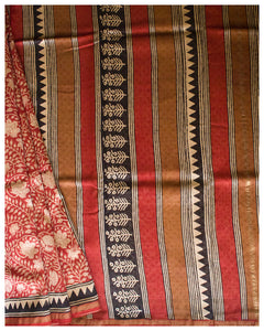 Block-Printed Silk-Cotton Saree