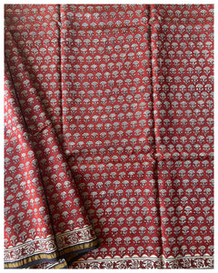 Block-Printed Silk-Cotton Saree