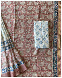 Block Printed Silk Cotton Suit