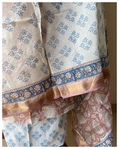 Block Printed Silk Cotton Suit