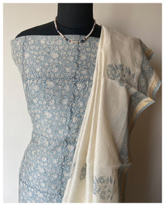 Block Printed Silk Cotton Suit