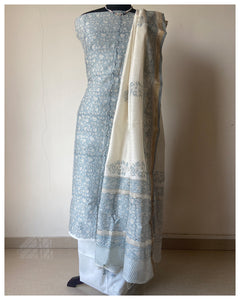 Block Printed Silk Cotton Suit