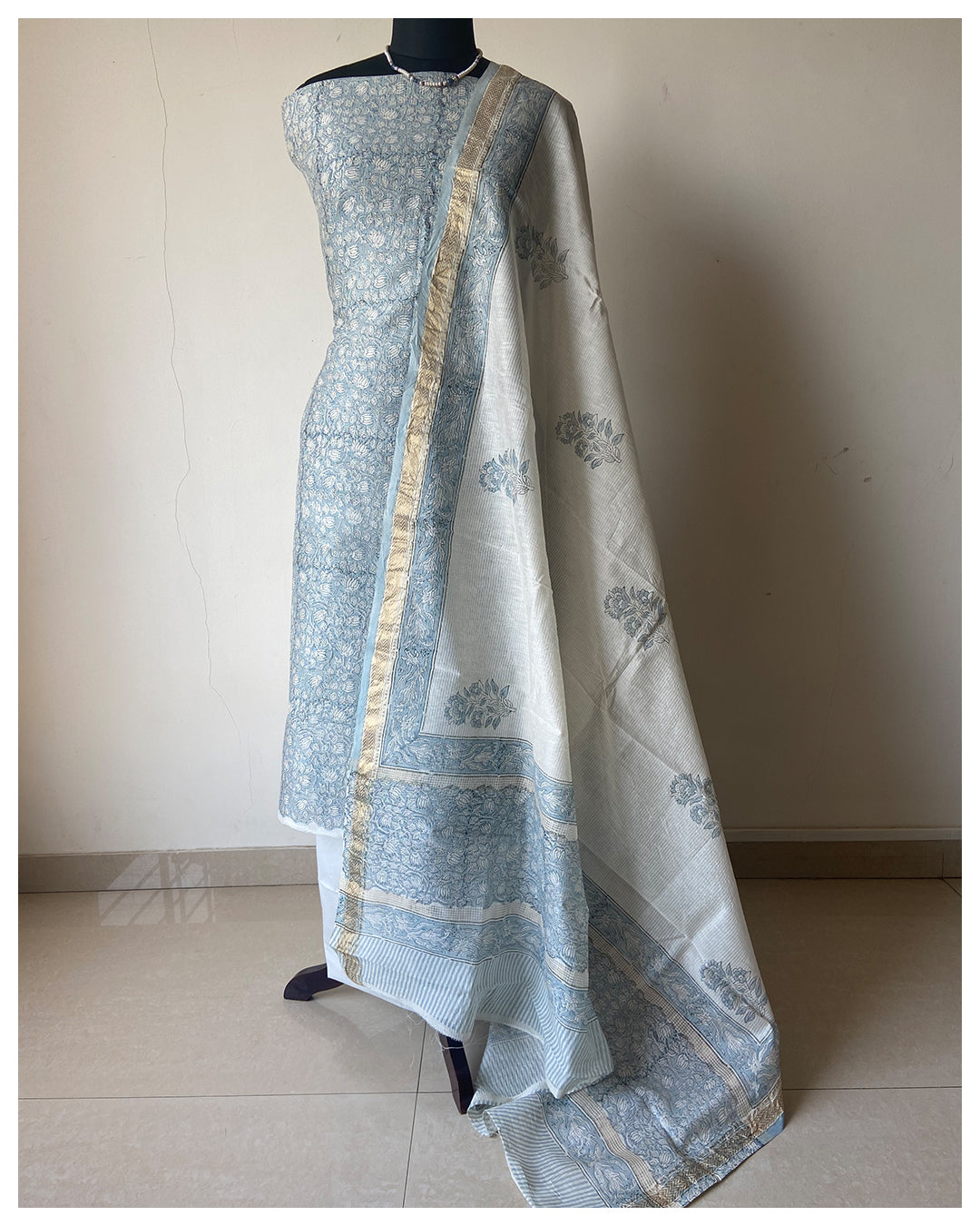 Block Printed Silk Cotton Suit