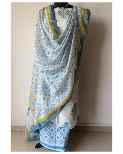 Block Printed Silk Cotton Suit