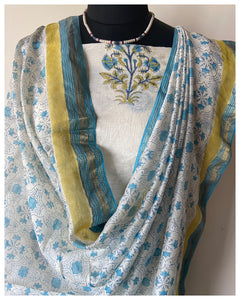 Block Printed Silk Cotton Suit