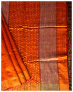 Handwoven Bhagalpuri Tussar Silk Saree