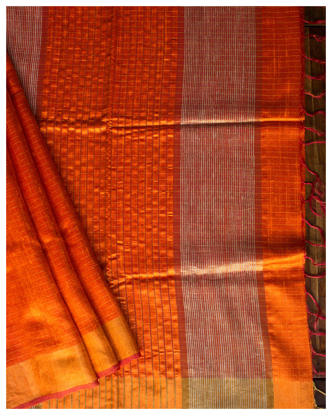 Handwoven Bhagalpuri Tussar Silk Saree