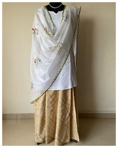 Appliqué Silk Cotton Dupatta