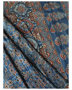 Ajrakh Silk-Cotton Saree